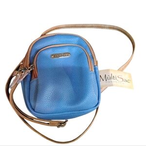 MultiSac Stylish Blue and Tan Crossbody Bag NWT